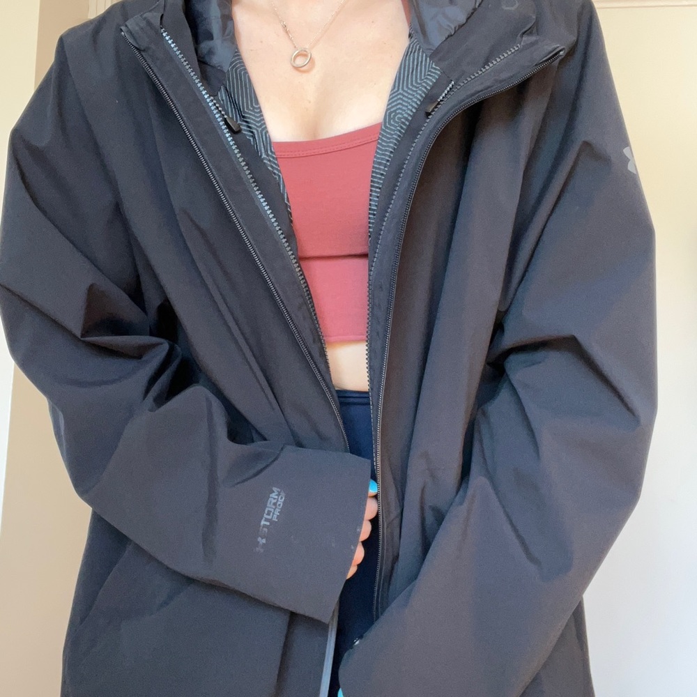 Under Armour knee length black windbreaker size XXL